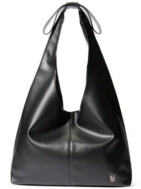 Victoria's Secret Black Faux Leather Hobo Tote Shoulder Bag